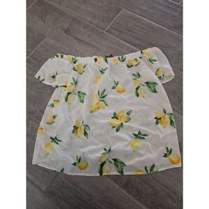 Skies Are Blue Off‎ the Shoulder Top Lemon Print Size XS